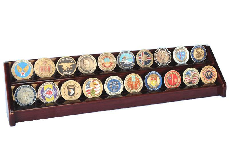 2 Row Challenge Coin / Casino Chip Display Rack - sfDisplay.com