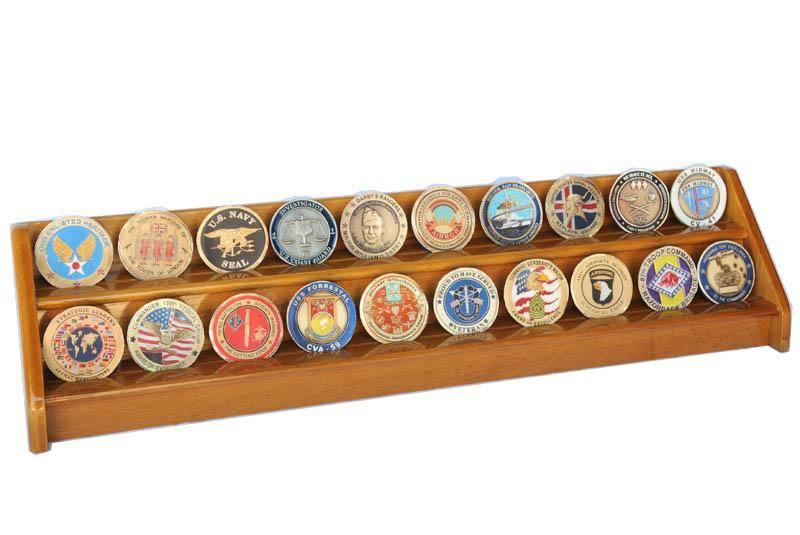 2 Row Challenge Coin / Casino Chip Display Rack - sfDisplay.com