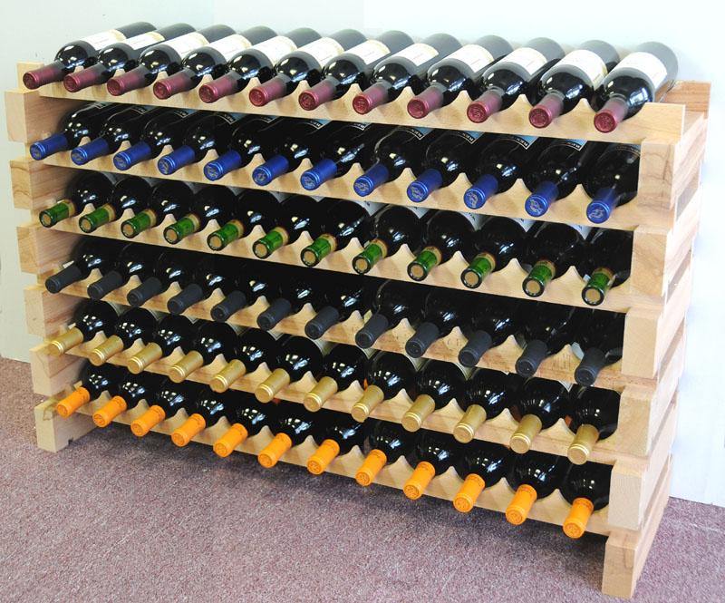 12X Bottles Pine Wood Modular Wine Rack Stackable (12 Bottles per Row) - sfDisplay.com