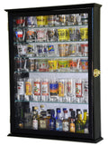 Large Mirror Backed and 7 Glass Shelves Shot Glasses Display Case Cabinet - sfDisplay.com