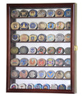 Mirrored Back Military Challenge Coin Display Case Cabinet - sfDisplay.com