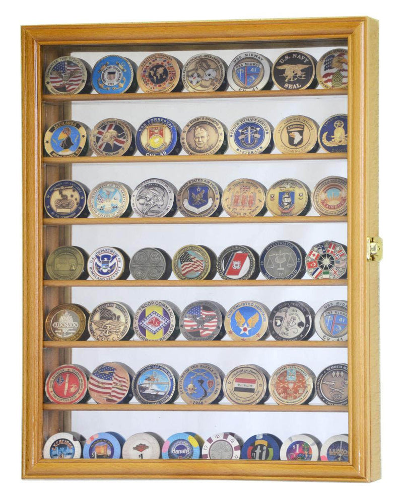 Mirrored Back Military Challenge Coin Display Case Cabinet - sfDisplay.com