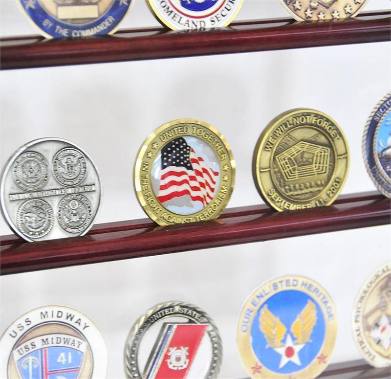 2 Shelves Military Challenge Coin Curio Stand Rack - sfDisplay.com