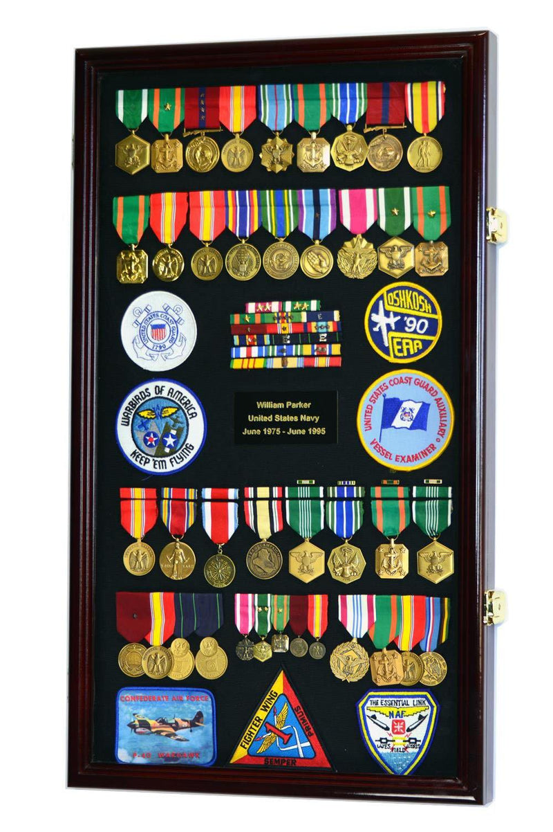 Large Military Medals, Pins, Patches, Insignia, Ribbons, Flag Display Case Cabinet - sfDisplay.com