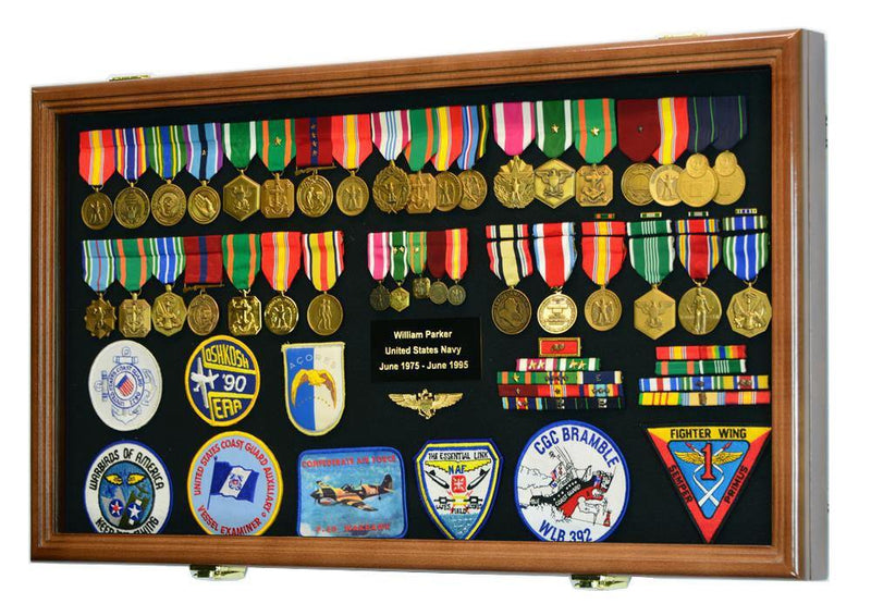 Large Military Medals, Pins, Patches, Insignia, Ribbons, Flag Display Case Cabinet - sfDisplay.com