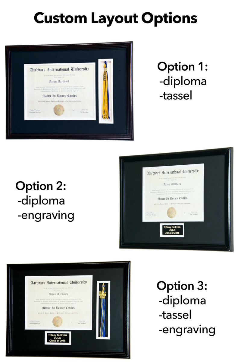 Diploma and Graduation Tassel Display Frame (w/ Custom Matting Colors) - sfDisplay.com