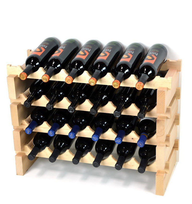 6X Bottles Beech Hardwood Modular Wine Rack Stackable (6 Bottles per Row) - sfDisplay.com