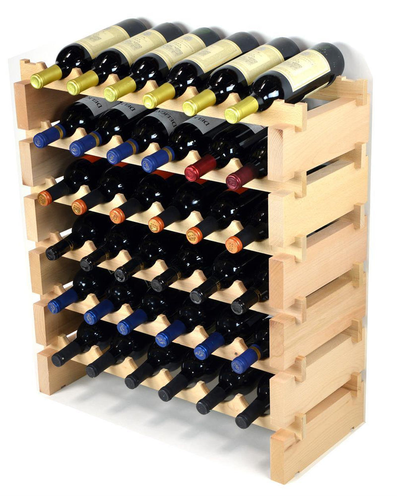 6X Bottles Beech Hardwood Modular Wine Rack Stackable (6 Bottles per Row) - sfDisplay.com