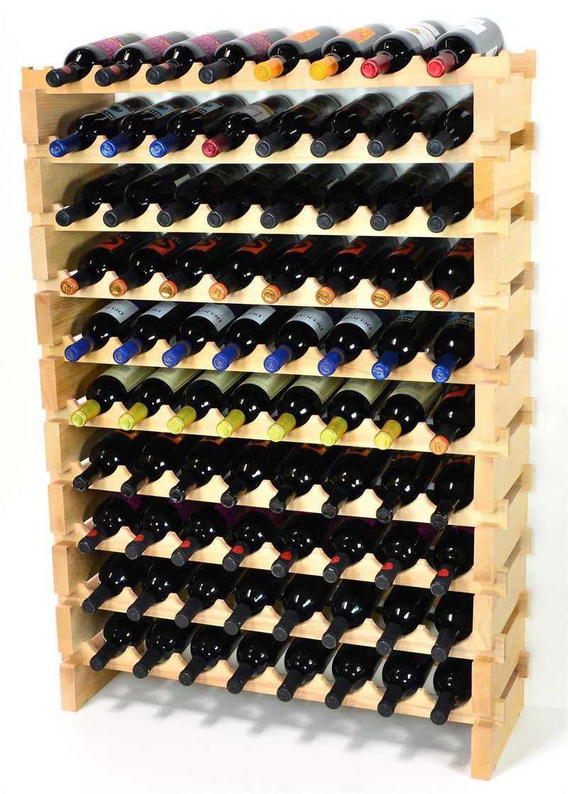 8X Bottles Pine Wood Modular Wine Rack Stackable (8 Bottles per Row) - sfDisplay.com