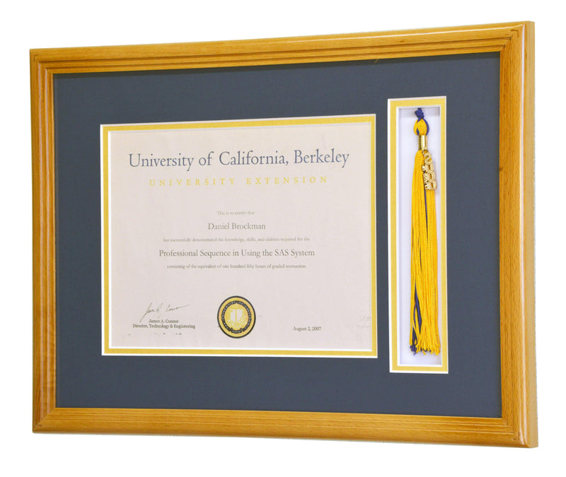 Diploma and Graduation Tassel Display Frame (w/ Custom Matting Colors) - sfDisplay.com