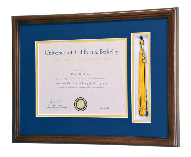 Diploma and Graduation Tassel Display Frame (w/ Custom Matting Colors) - sfDisplay.com