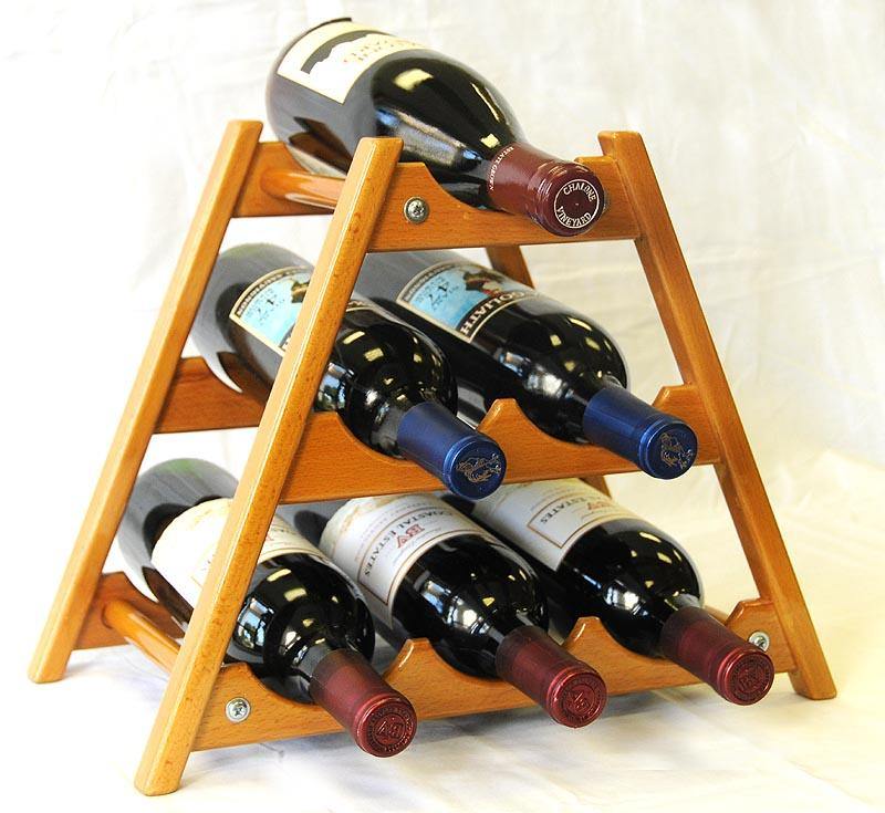 6 Bottles Hardwood Wine Stand / Rack - sfDisplay.com