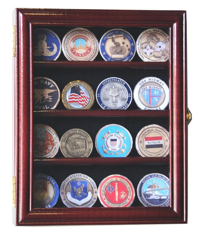 XS Military Challenge Coin Display Case Cabinet - sfDisplay.com